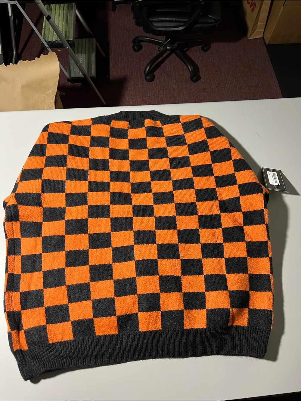 BlackCraft Cult Grim Reaper Checkered Cardigan | Orange Black Gothic NWT - Picture 4 of 5